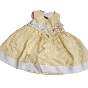Rare Editions Yellow/White Checkered Dress